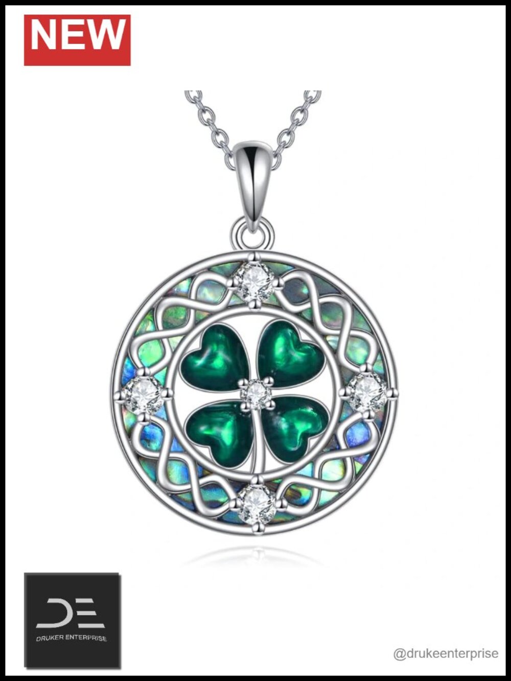 Four Leaf Clover Pendant Necklace 925 Sterling Silver